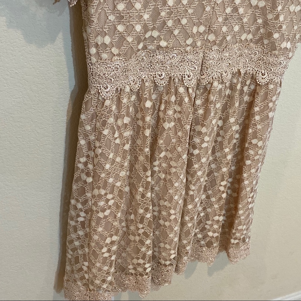 J.O.A. Lace Short Sleeve Blush Mini Dress - Picture 10 of 14
